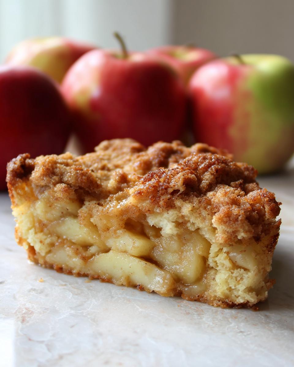 A delicious slice of Apple Snickerdoodle Dump Cake with tender apple filling and a cinnamon-sugar crumble topping.