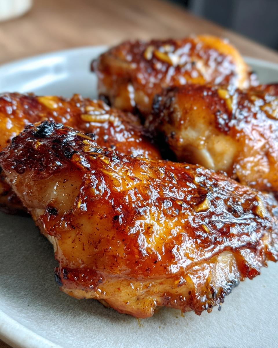 Close-up of glistening brown sugar garlic chicken wings, glazed and slightly caramelized.