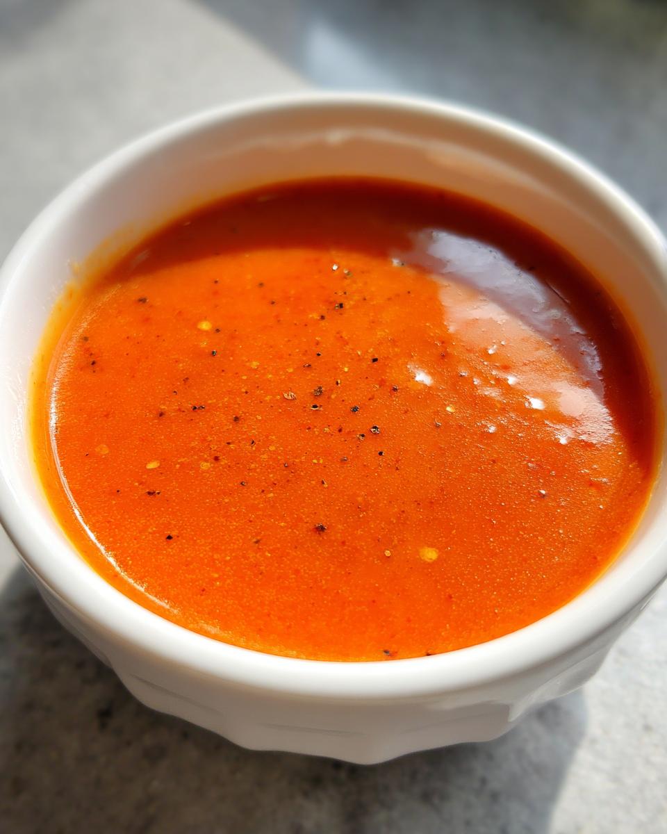 Close-up of a white bowl filled with vibrant orange McDonald’s Cajun sauce, speckled with black pepper.