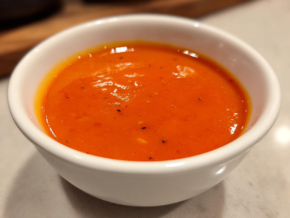 A close-up of a white bowl filled with vibrant orange McDonald’s Cajun sauce, featuring visible spices.