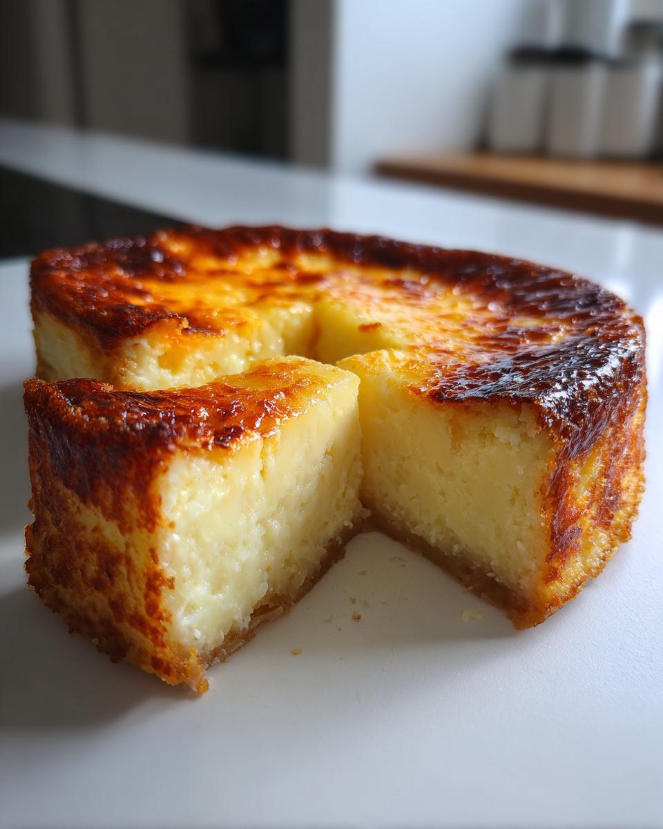 A close-up of a rich, creamy cassava cake with a deeply caramelized, golden-brown top crust.