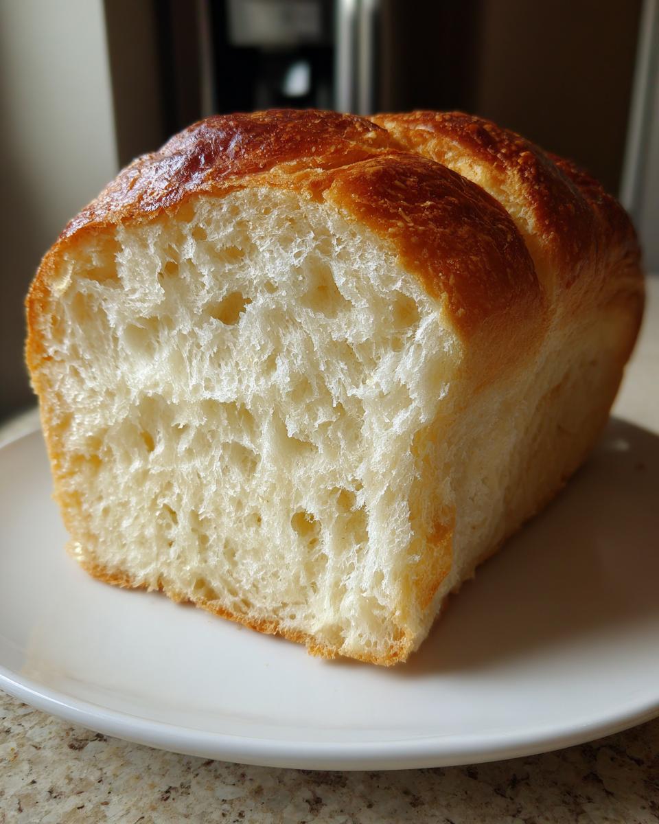 Close-up of a slice showing the fluffy, white interior crumb structure of the amazing yeast bread.